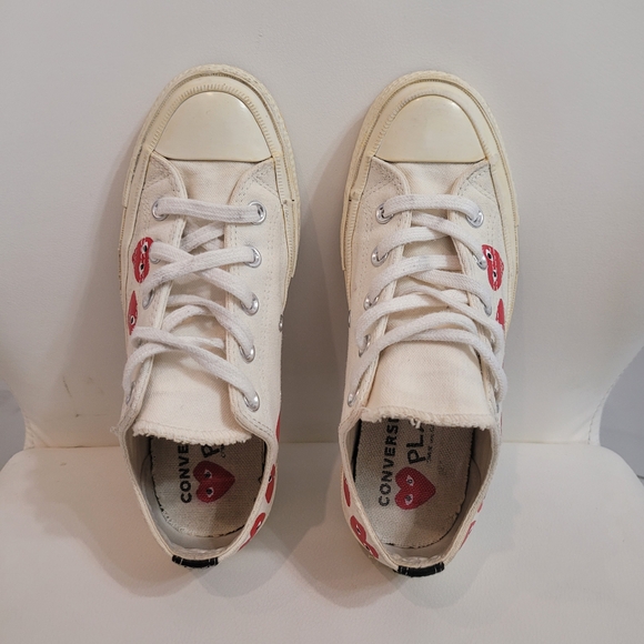 CDG Converse Multi Heart Low White Size 36.5 Chuck Taylor 70 CDG Play 162975C - Picture 7 of 15